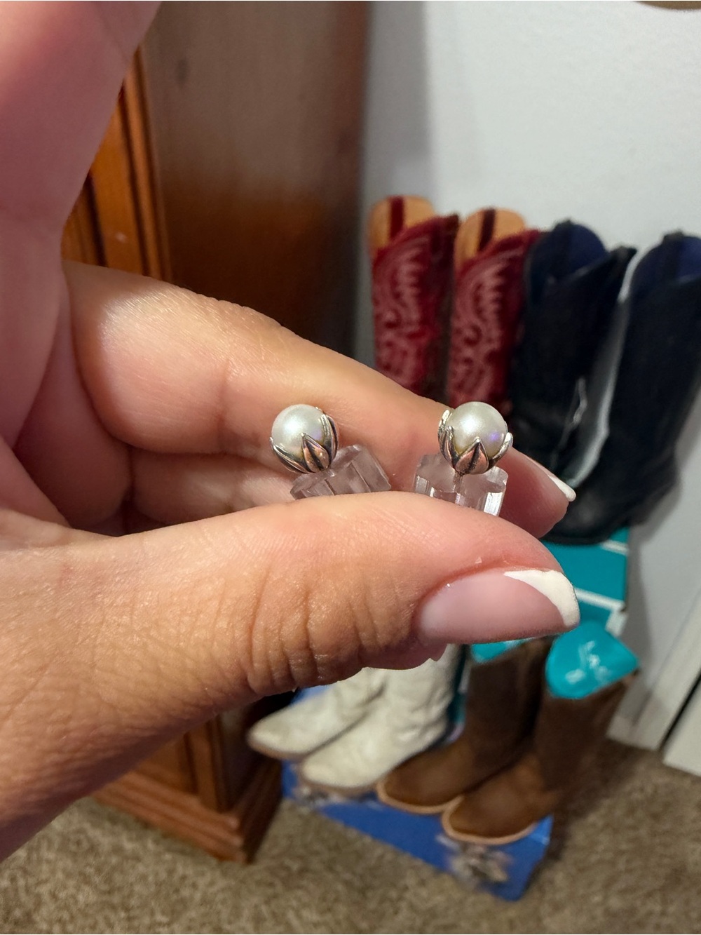 James Avery White Pearl Silver-Trim Stud Earrings